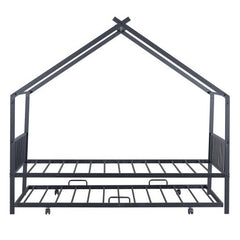 Bellemave® Metal House Bed with Twin Size Trundle Bed - Bellemave