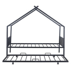 Bellemave® Metal House Bed with Twin Size Trundle Bed - Bellemave