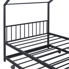 Bellemave® Metal House Bed with Twin Size Trundle Bed - Bellemave