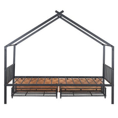 Bellemave® Metal House Bed with Two Drawers - Bellemave