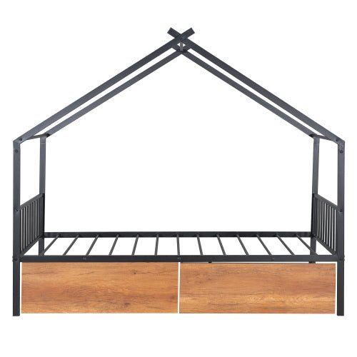 Bellemave® Metal House Bed with Two Drawers - Bellemave