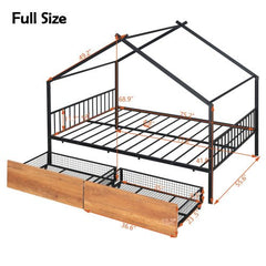 Bellemave® Metal House Bed with Two Drawers - Bellemave