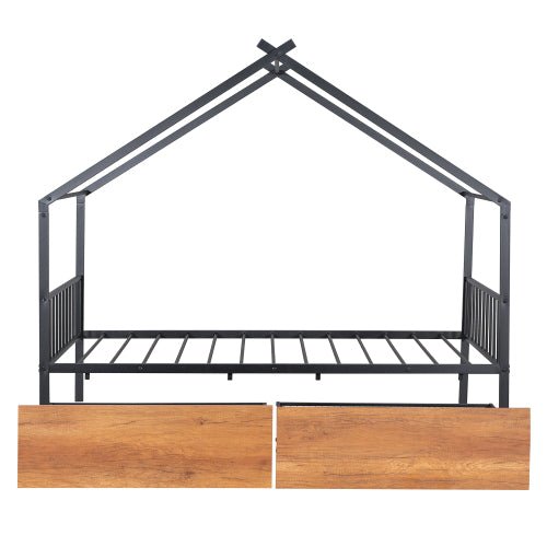 Bellemave® Metal House Bed with Two Drawers - Bellemave
