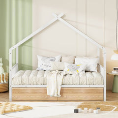 Bellemave® Metal House Bed with Two Drawers - Bellemave