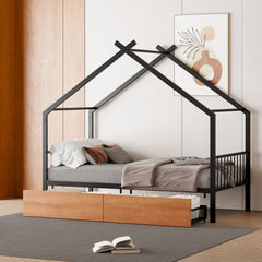 Bellemave® Metal House Bed with Two Drawers - Bellemave