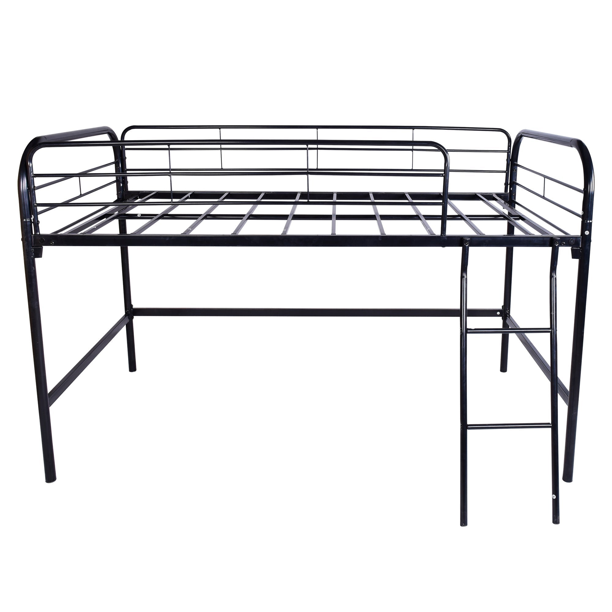Bellemave® Metal Loft Bed Twin Size, Twin Loft Bed with Stairs,Bunk Bed with Sturdy Steel Frame for Bedroom with Top Guardrails and Under Storage,Bunk Bed for Kids and Adults,Black - Bellemave