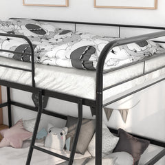 Bellemave® Metal Loft Bed Twin Size, Twin Loft Bed with Stairs,Bunk Bed with Sturdy Steel Frame for Bedroom with Top Guardrails and Under Storage,Bunk Bed for Kids and Adults,Black - Bellemave