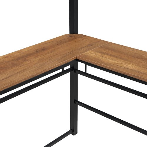 Bellemave® Metal Loft Bed with 3 Layers of Shelves and L - shaped Desk - Bellemave