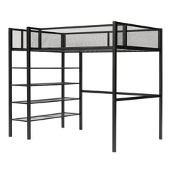 Bellemave® Metal Loft Bed with 4 - Tier Shelves and Storage - Bellemave