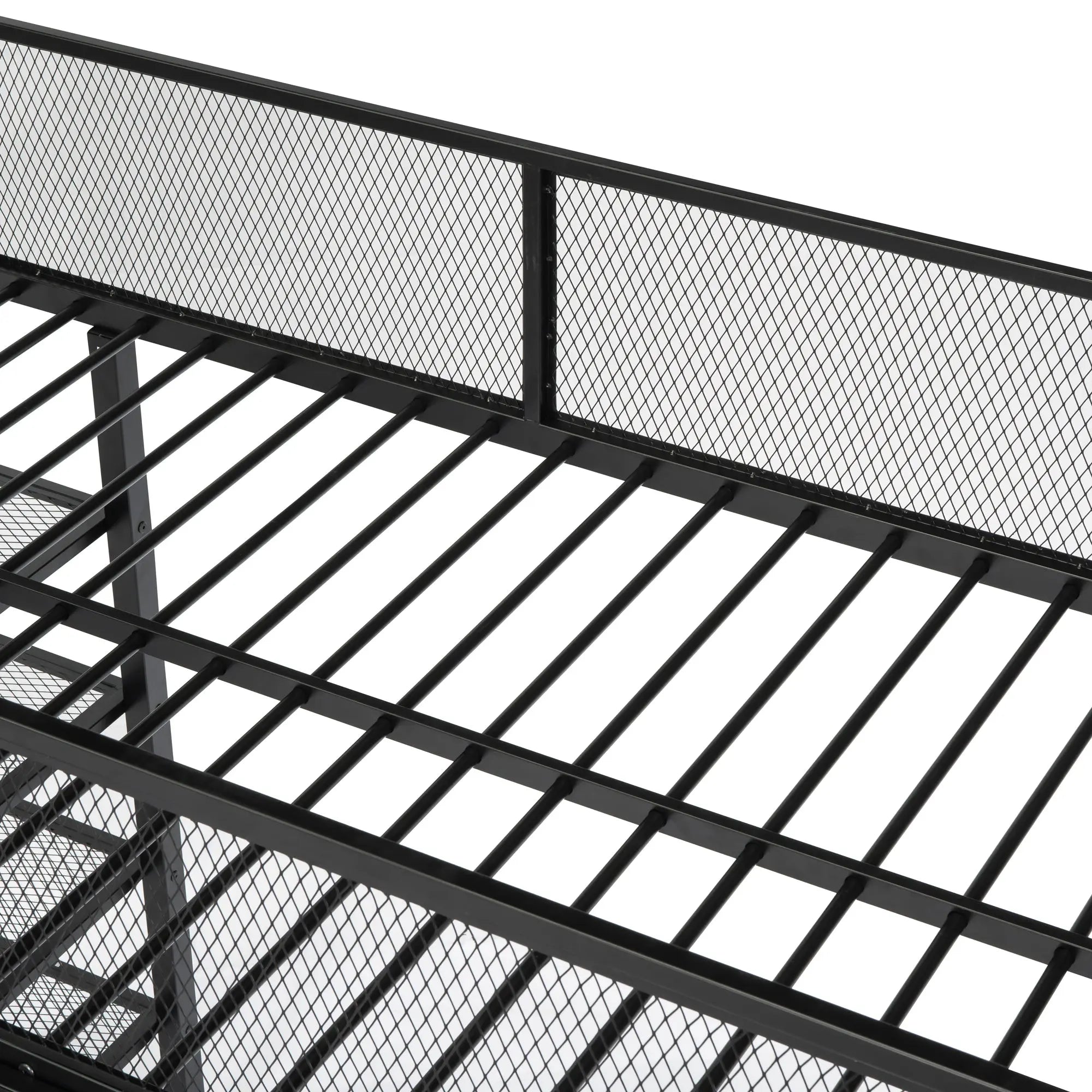 Bellemave® Metal Loft Bed with 4 - Tier Shelves and Storage - Bellemave