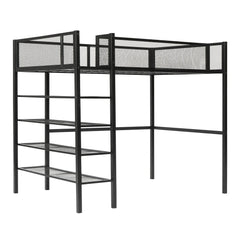 Bellemave® Metal Loft Bed with 4 - Tier Shelves and Storage - Bellemave
