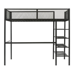 Bellemave® Metal Loft Bed with 4 - Tier Shelves and Storage - Bellemave