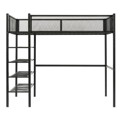 Bellemave® Metal Loft Bed with 4 - Tier Shelves and Storage - Bellemave