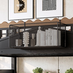 Bellemave® Metal Loft Bed with Bookshelf and Storage Stairs for Kids, Teens, Black - Bellemave