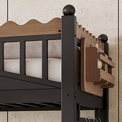 Bellemave® Metal Loft Bed with Bookshelf and Storage Stairs for Kids, Teens, Black - Bellemave