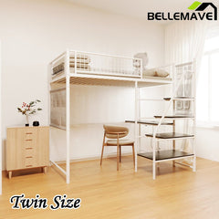 Bellemave® Metal Loft Bed with Built - In Charging Station and LED Lighting - Bellemave