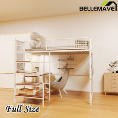 Bellemave® Metal Loft Bed with Built - In Charging Station and LED Lighting - Bellemave