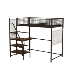 Bellemave® Metal Loft Bed with Built - In Charging Station and LED Lighting - Bellemave