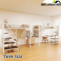 Bellemave® Metal Loft Bed with Built - In Charging Station and LED Lighting - Bellemave