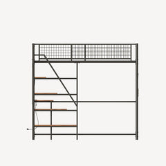 Bellemave® Metal Loft Bed with Built - In Charging Station and LED Lighting - Bellemave