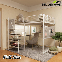 Bellemave® Metal Loft Bed with Built - In Charging Station and LED Lighting - Bellemave