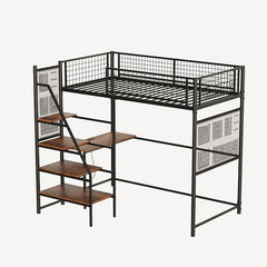 Bellemave® Metal Loft Bed with Built - In Charging Station and LED Lighting - Bellemave