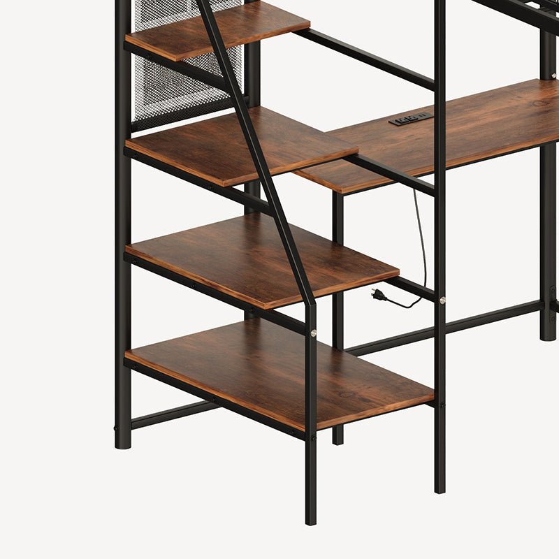 Bellemave® Metal Loft Bed with Built - In Charging Station and LED Lighting - Bellemave