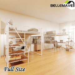 Bellemave® Metal Loft Bed with Built - In Charging Station and LED Lighting - Bellemave
