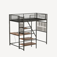 Bellemave® Metal Loft Bed with Built - In Charging Station and LED Lighting - Bellemave
