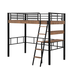 Bellemave® Metal Loft Bed with Built - in Desk, Storage Shelf and Ladder - Bellemave