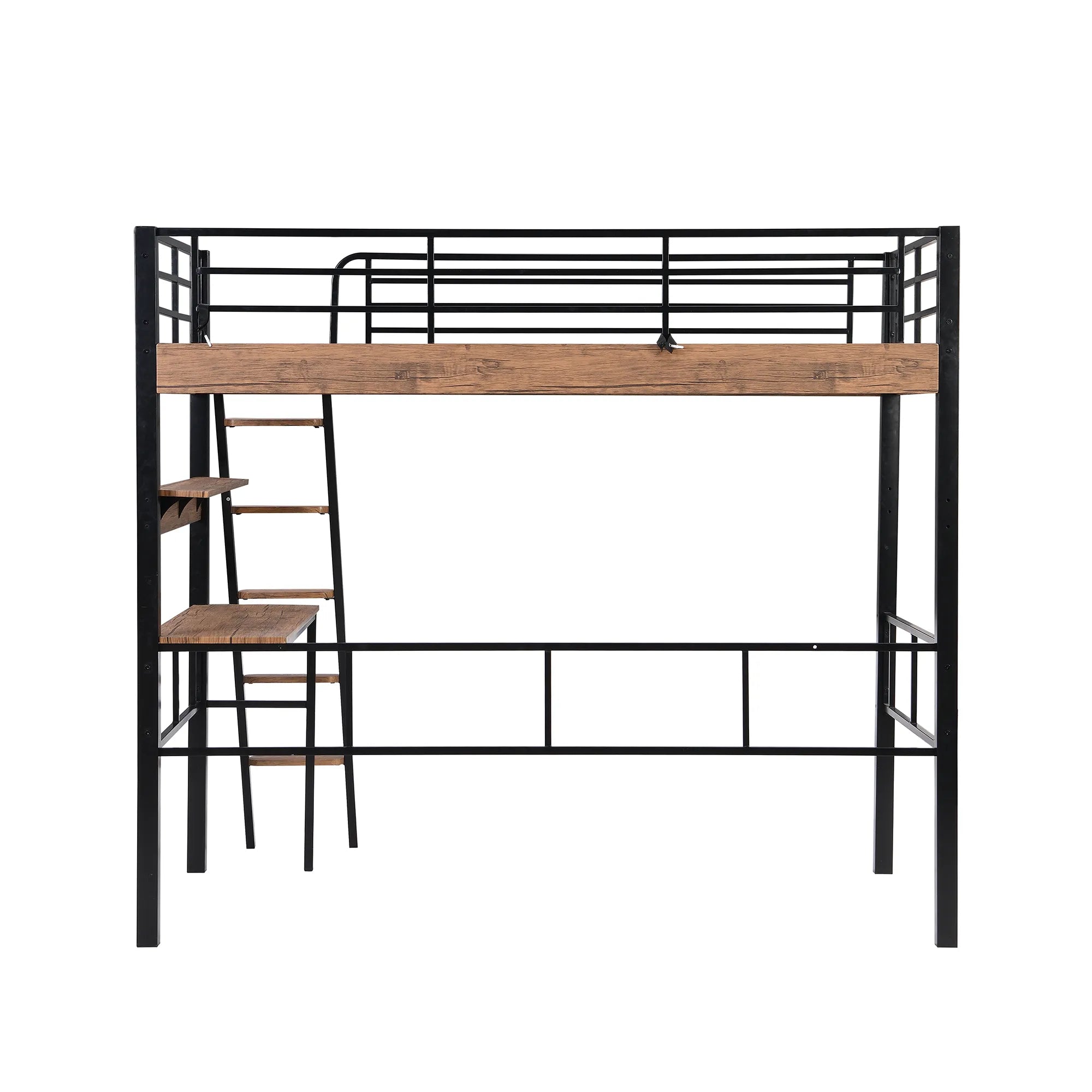 Bellemave® Metal Loft Bed with Built - in Desk, Storage Shelf and Ladder - Bellemave