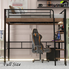 Bellemave® Metal Loft Bed with Built - in Desk, Storage Shelf and Ladder - Bellemave