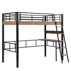 Bellemave® Metal Loft Bed with Built - in Desk, Storage Shelf and Ladder - Bellemave