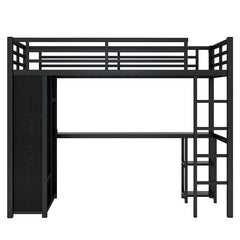 Bellemave® Metal Loft Bed with Built - in Wardrobe, Desk and Storage Shelves - Bellemave