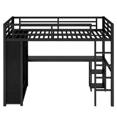 Bellemave® Metal Loft Bed with Built - in Wardrobe, Desk and Storage Shelves - Bellemave