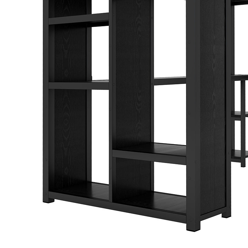 Bellemave® Metal Loft Bed with Built - in Wardrobe, Desk and Storage Shelves - Bellemave
