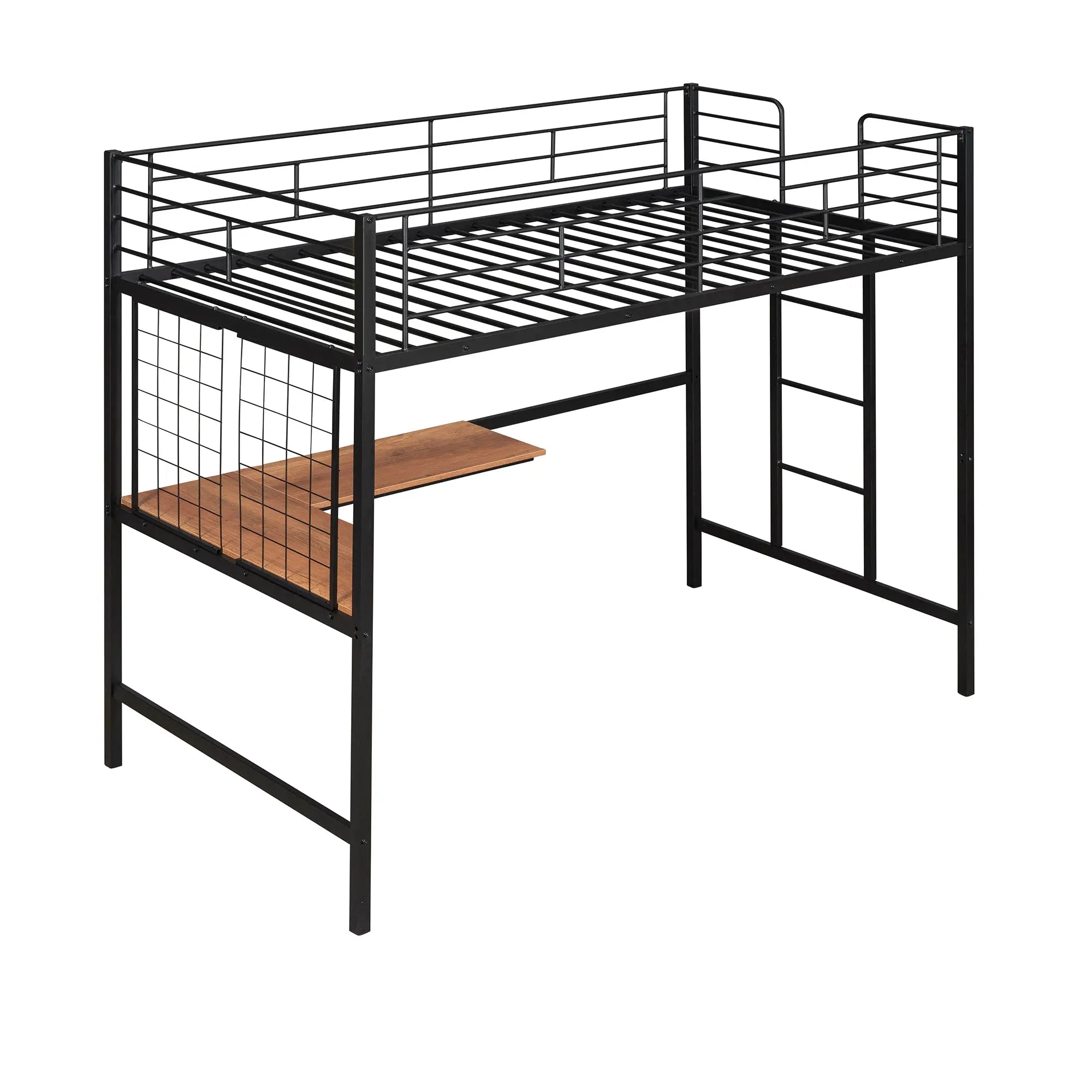 Bellemave® Metal Loft Bed with Desk and Metal Grid - Bellemave