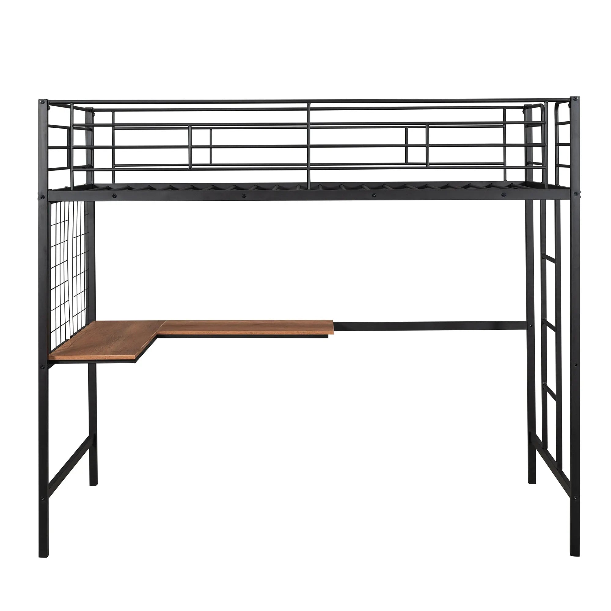Bellemave® Metal Loft Bed with Desk and Metal Grid - Bellemave