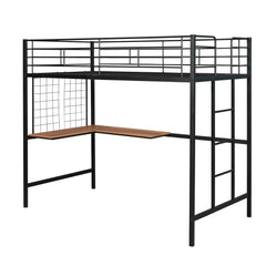 Bellemave® Metal Loft Bed with Desk and Metal Grid - Bellemave
