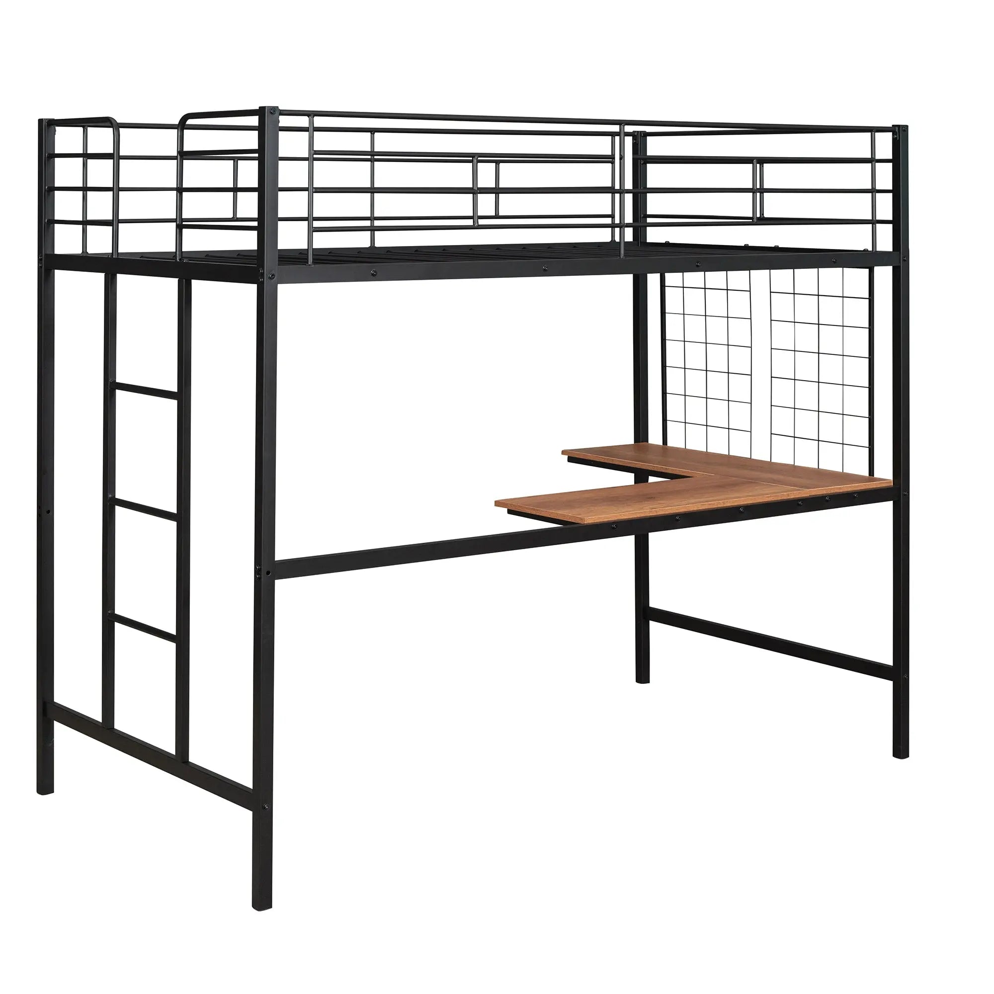 Bellemave® Metal Loft Bed with Desk and Metal Grid - Bellemave