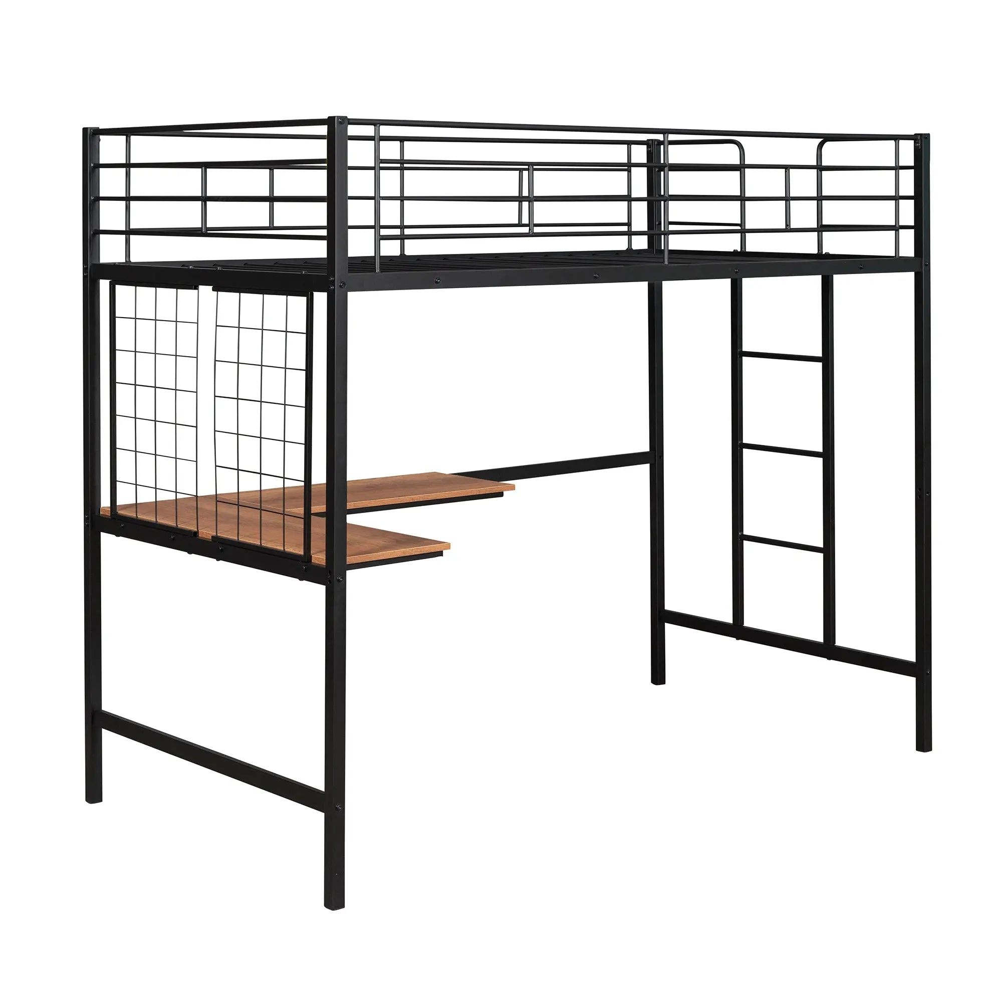 Bellemave® Metal Loft Bed with Desk and Metal Grid - Bellemave