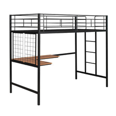 Bellemave® Metal Loft Bed with Desk and Metal Grid - Bellemave