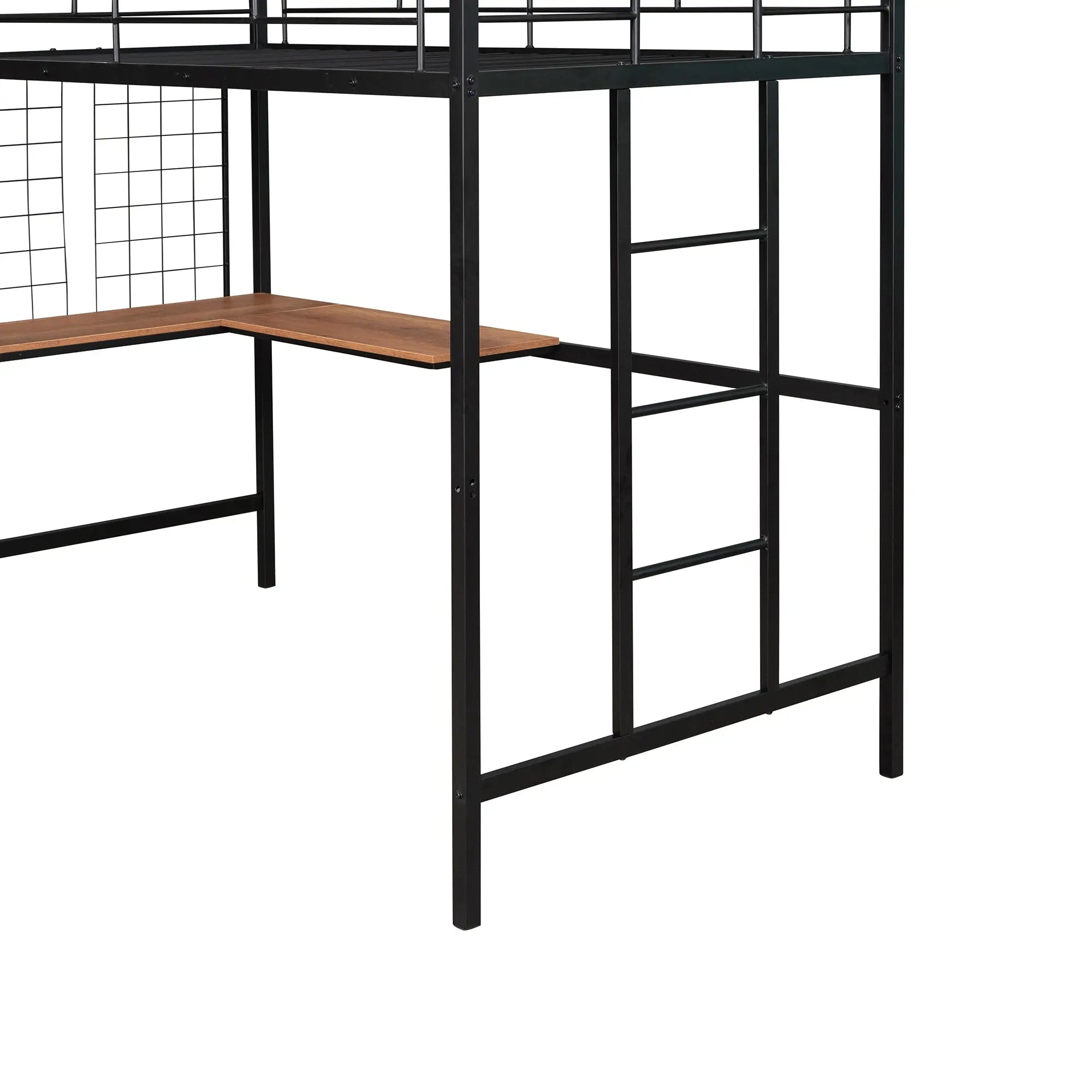 Bellemave® Metal Loft Bed with Desk and Metal Grid - Bellemave