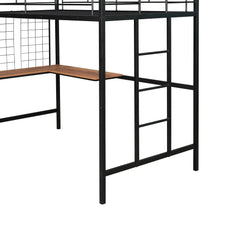 Bellemave® Metal Loft Bed with Desk and Metal Grid - Bellemave