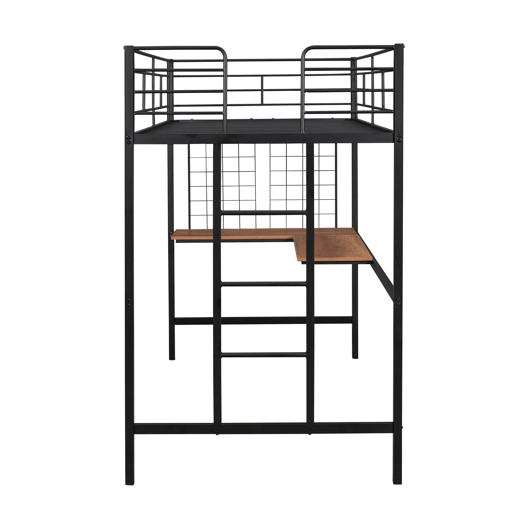 Bellemave® Metal Loft Bed with Desk and Metal Grid - Bellemave
