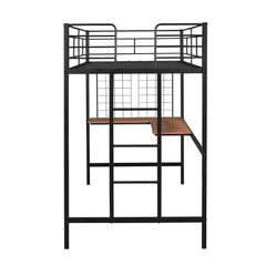 Bellemave® Metal Loft Bed with Desk and Metal Grid - Bellemave
