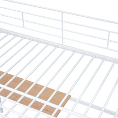 Bellemave® Metal Loft Bed with Desk and Metal Grid, Lateral Storage Ladder and Wardrobe - Bellemave