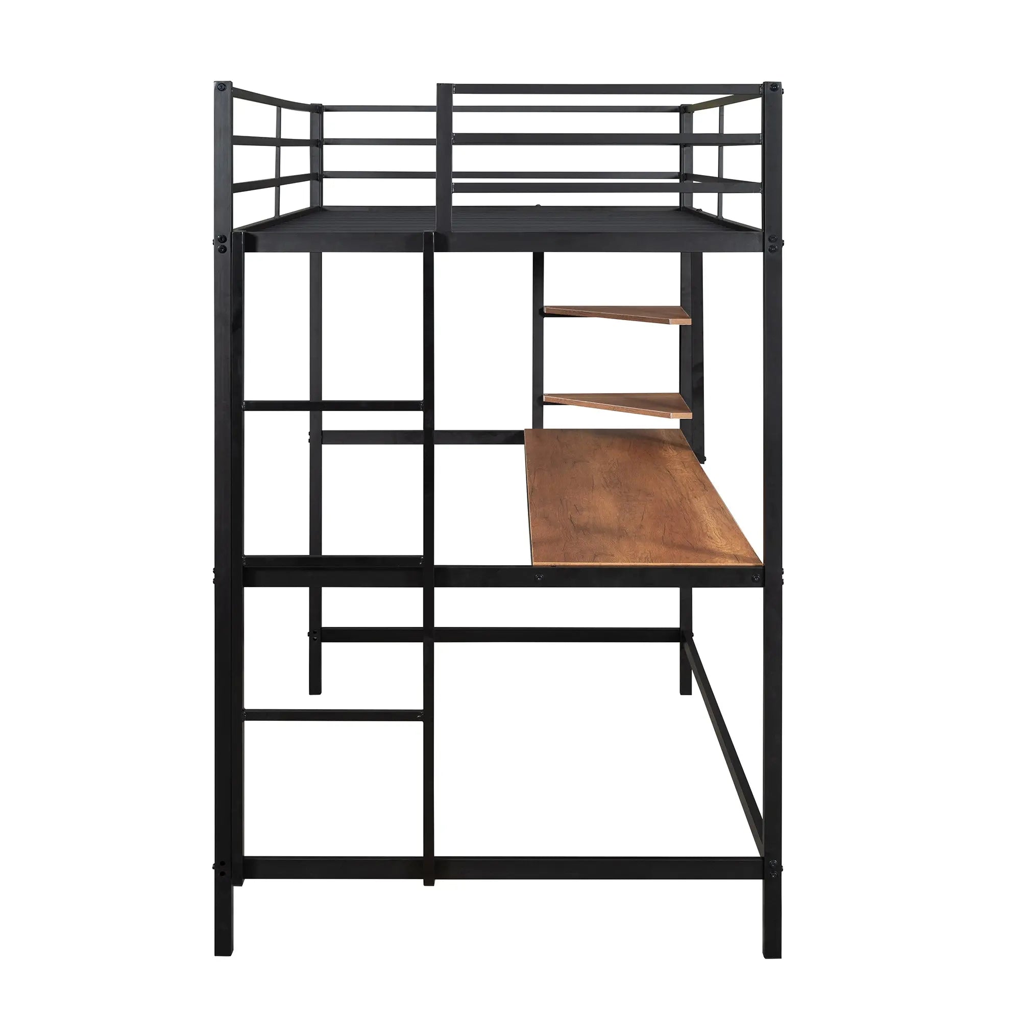 Bellemave® Metal Loft Bed with Desk and Shelve - Bellemave