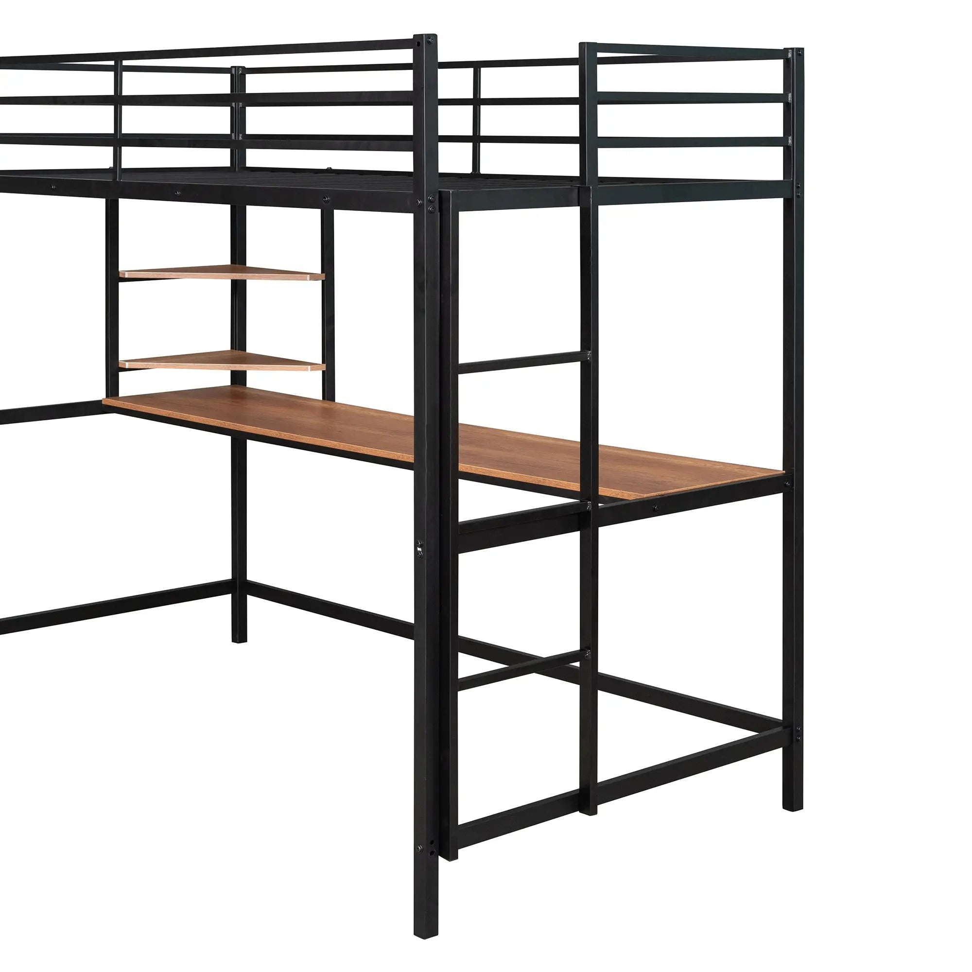 Bellemave® Metal Loft Bed with Desk and Shelve - Bellemave