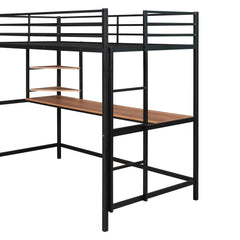 Bellemave® Metal Loft Bed with Desk and Shelve - Bellemave